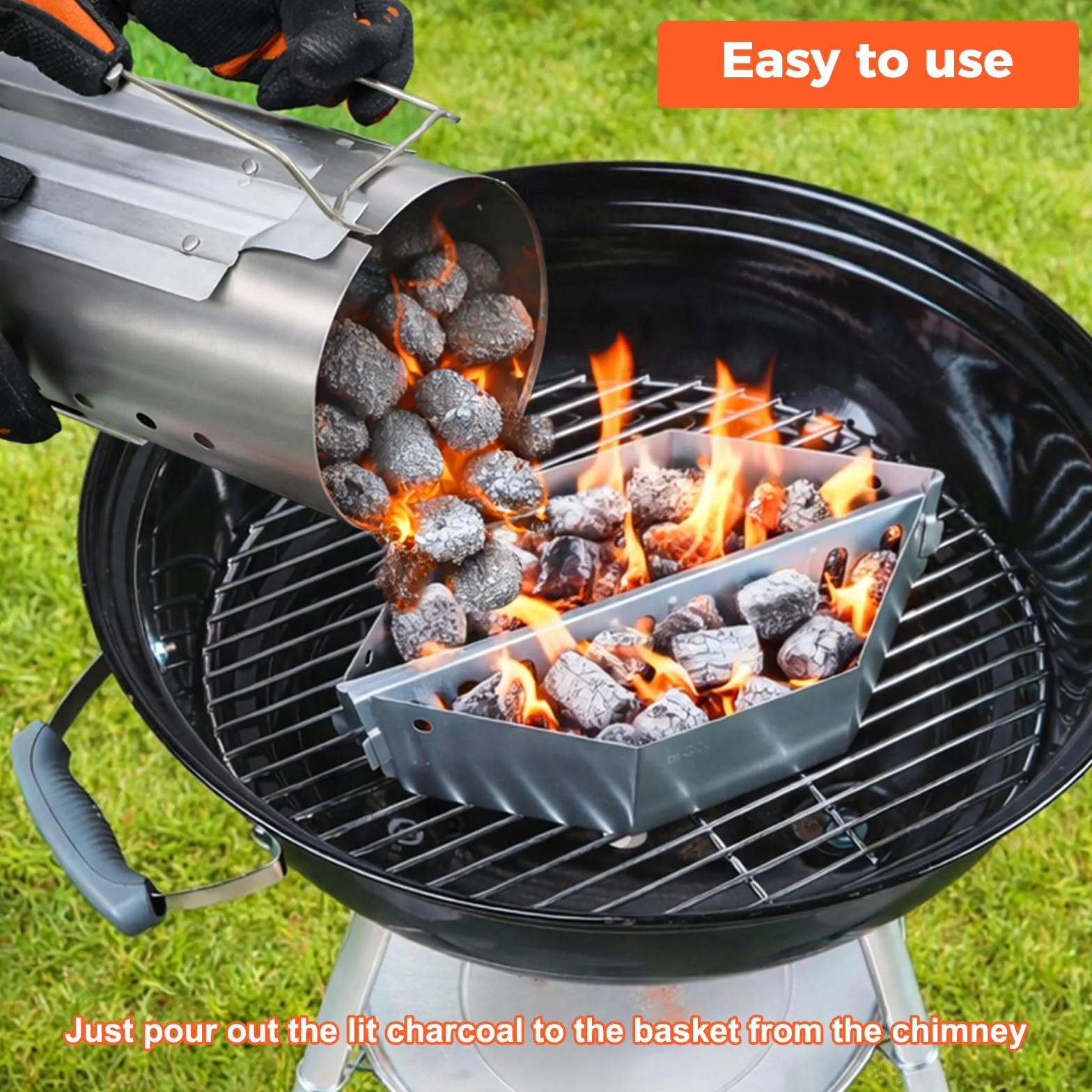 QuliMetal cesti separa carbone per Weber barbecue a carbone da 47, 57, 67 cm, Char-Basket per Weber 7403, cesti separa carbone, supporti per carbone e bricchetti per Kettle, One Touch, Master Touch