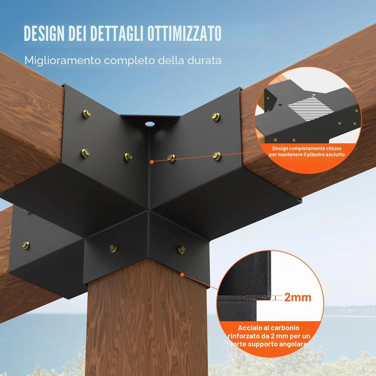 VEVOR Kit Staffe per Pergola 10x10 cm Supporto per Pali in Legno da Carpenteria 2 Staffe Angolari a 4 Vie Kit per Travi Fai da Te per Gazebo, Pergolati da Patio, Cabine, Kit Staffe per Pergola 2 pz