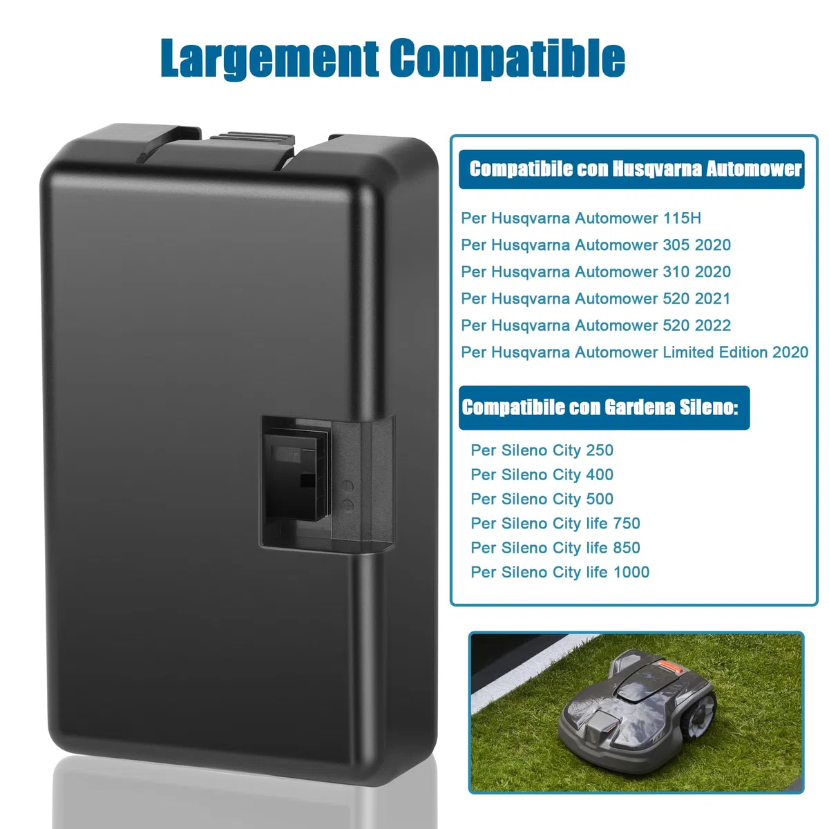18V 4000mAh Batteria compatibile con Husqvarna Automower 115H/305/310/315/315X (2020), batteria di ricambio compatibile con Gardena Sileno City/Life, per Gardena Sileno Minimo 250