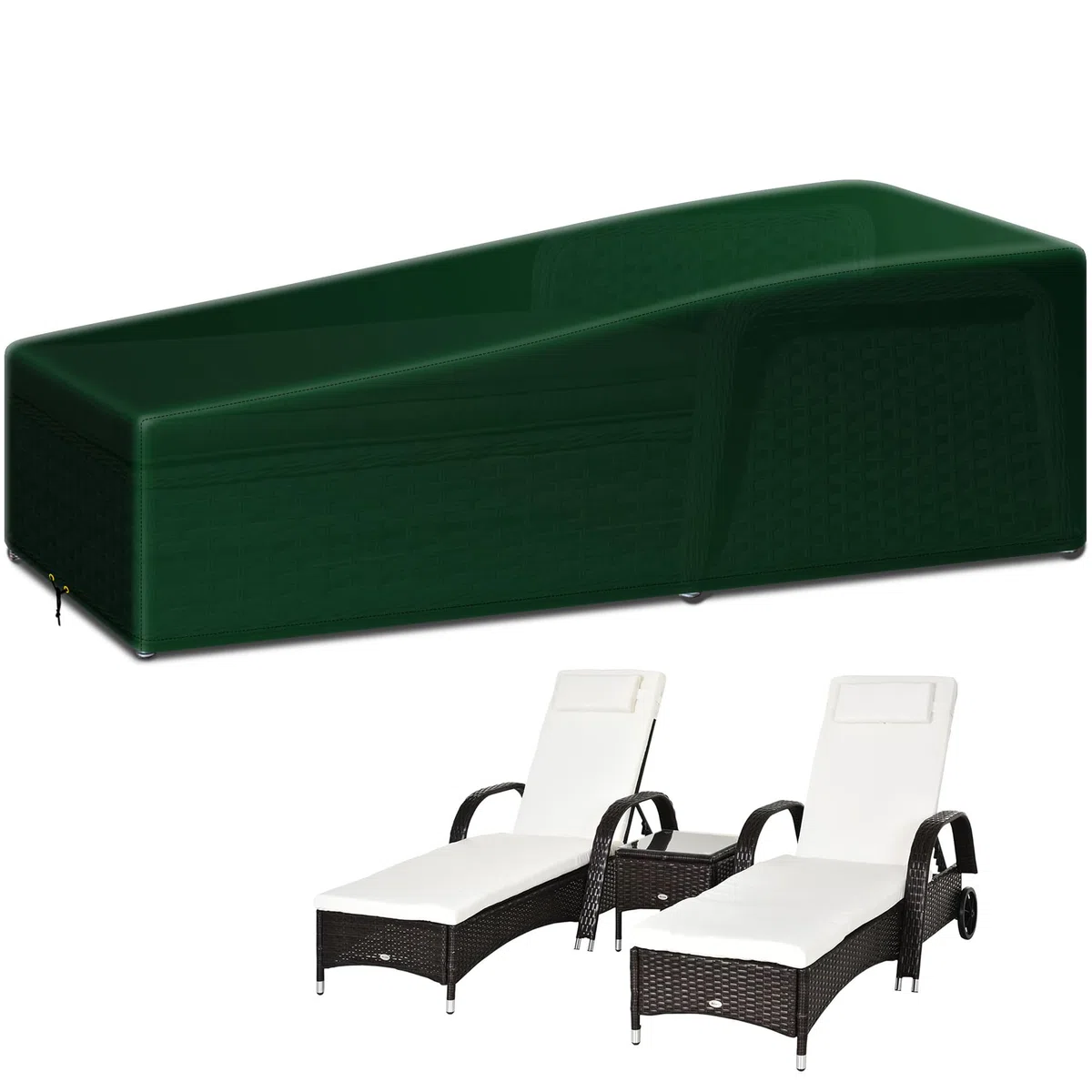 Garden Sunbed Lounger Cover con cordoncino, impermeabile, antivento, anti-UV, PE 220 x 80 x 35/55 cm, in tessuto per esterni, patio Sun Lounger F1SLC040