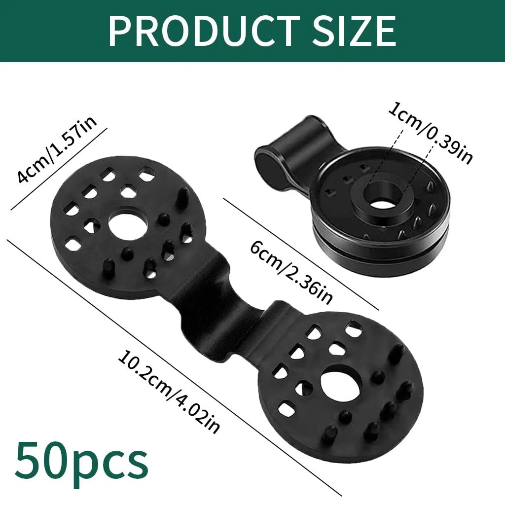 50 clip in plastica per telo protettivo, clip per tende da sole, nero, clip in plastica con occhiello, clip in plastica per rete di protezione solare per corde di collegamento, reti ombreggianti