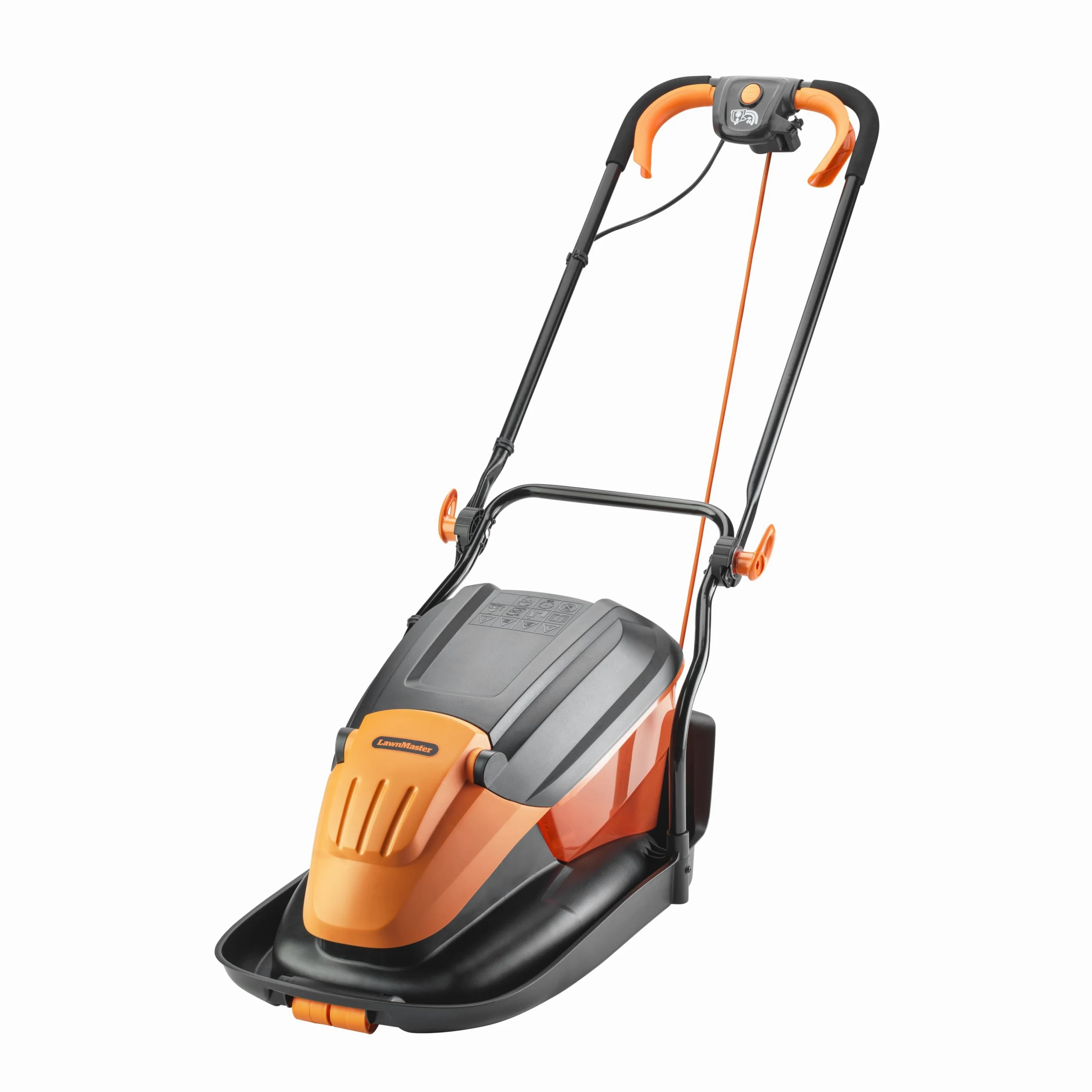 LawnMaster Falciatrice elettrica Hover da 1700 W, 33 cm, scatola di raccolta dell'erba, altezza di taglio regolabile, per prati di piccole e medie dimensioni, 2 anni di garanzia