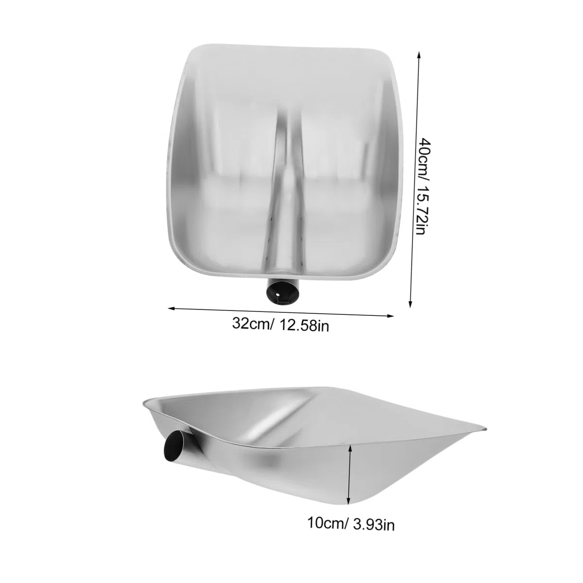 Testa Pala da Neve in Acciaio Inox Rinforzata Argento | Ricambio per Rimozione Neve, Uso Agricolo per Mangime e Cereali, Design Ergonomico Multifunzione