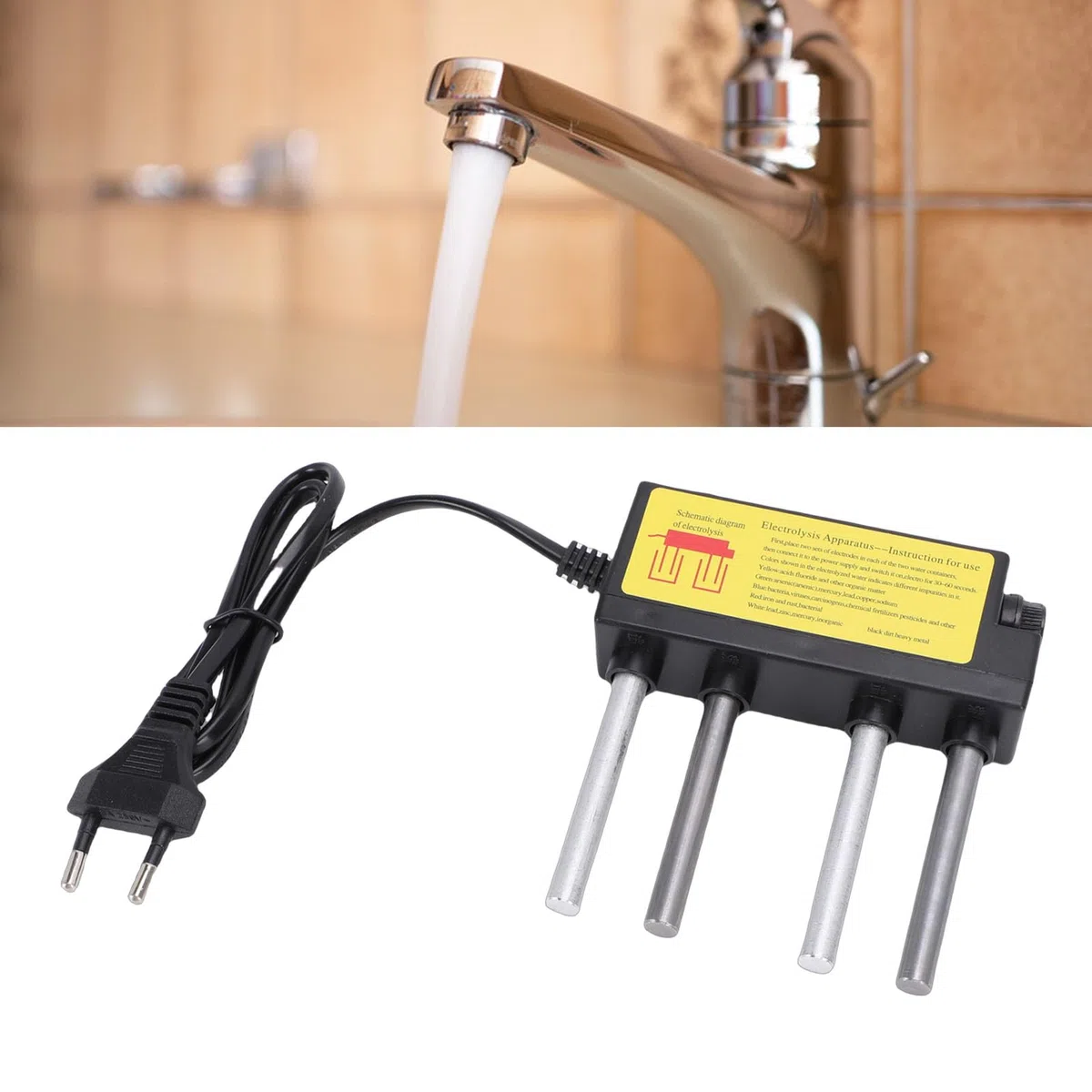LICAEVEY Tester della qualità dell'Acqua Elettrolizzatore Strumento Efficiente di Misurazione della Purezza dell'Acqua per Test Domestici per Materiale ABS da Domestica (Spina Europea)