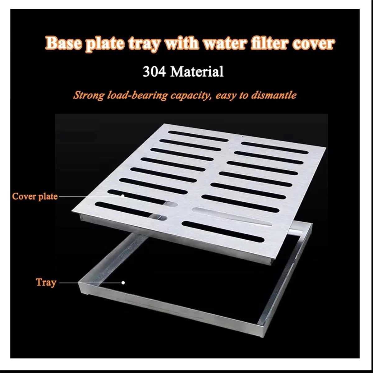 MEISO Copertura di Scarico per Esterni, in Acciaio Inossidabile 304 con Base, Kit di Copertura per Scarico, Quadrato per Scarico a Pavimento, Griglia di Scarico per Esterni (10x10x2cm)