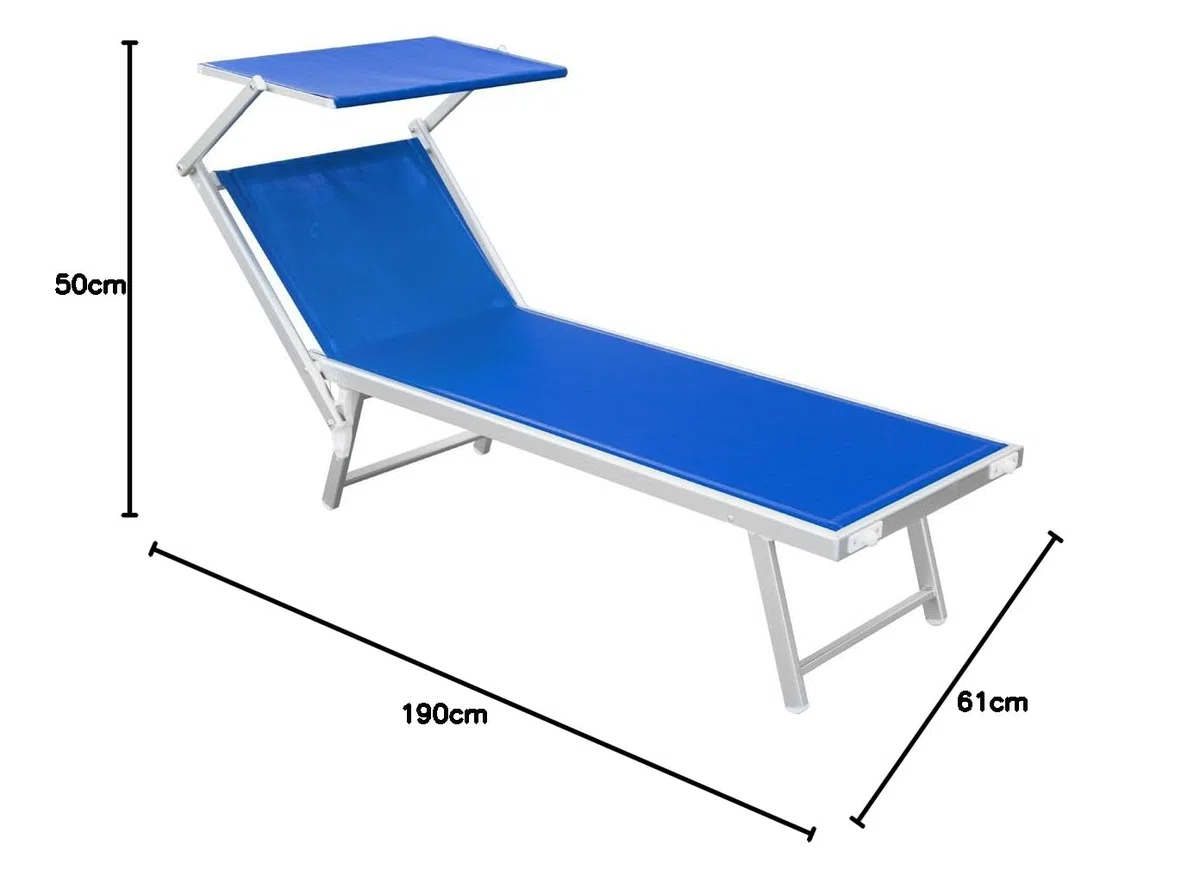 Q.bo Lettino stabilimento pieghevole mare spiaggia leggero 190x61cm blu Rimini T 05102