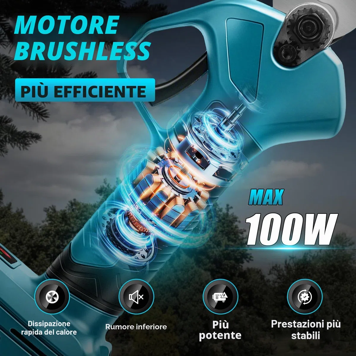 Forbice da Potatura Accu per Batteria Makita 18 V (senza batteria), motore brushless, apertura max 45 mm, sega elettrica per rami, forbice da potatura con display LCD, per rami di alberi, fiori