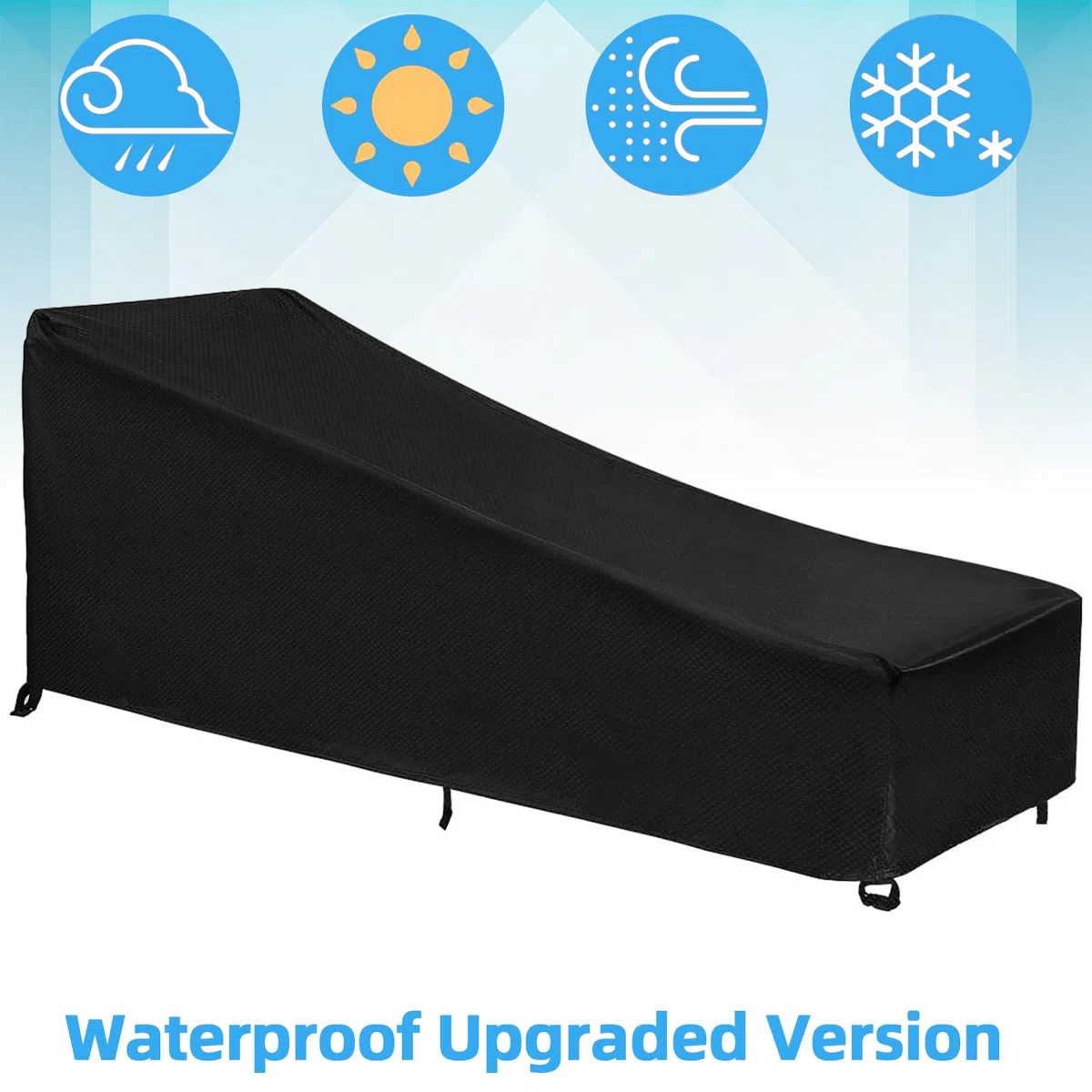 GARPROVM Copertura per sedia a sdraio da giardino, resistente alle intemperie, 200 x 75 x 40/70 cm, tessuto Oxford 420D, impermeabile, antivento, antipolvere, resistente ai raggi UV, copertura per