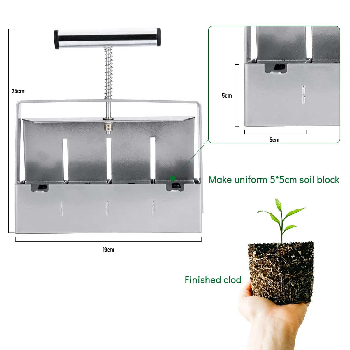 Manuale Soil Block maker micro blocco del suolo set 2 pollici blocco del suolo strumento di blocco del suolo per semina vassoio stater
