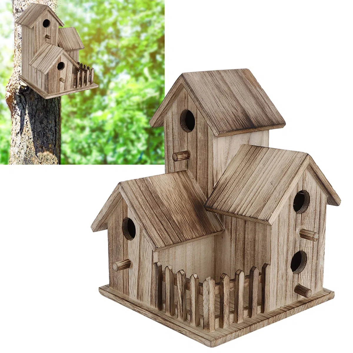 Casetta per uccelli in legno, casetta per uccelli da appendere, casetta per mangiatoia per uccelli, piccola cincia, decorazione per villa per uccelli, adatta per giardino, albero, foreste, balcone