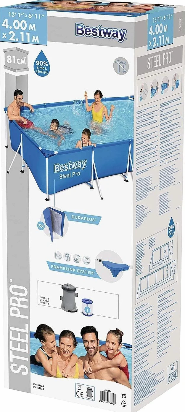 Bestway 56424 Piscina Fuori Terra Steel PRO da 400 x 211 x 81 cm