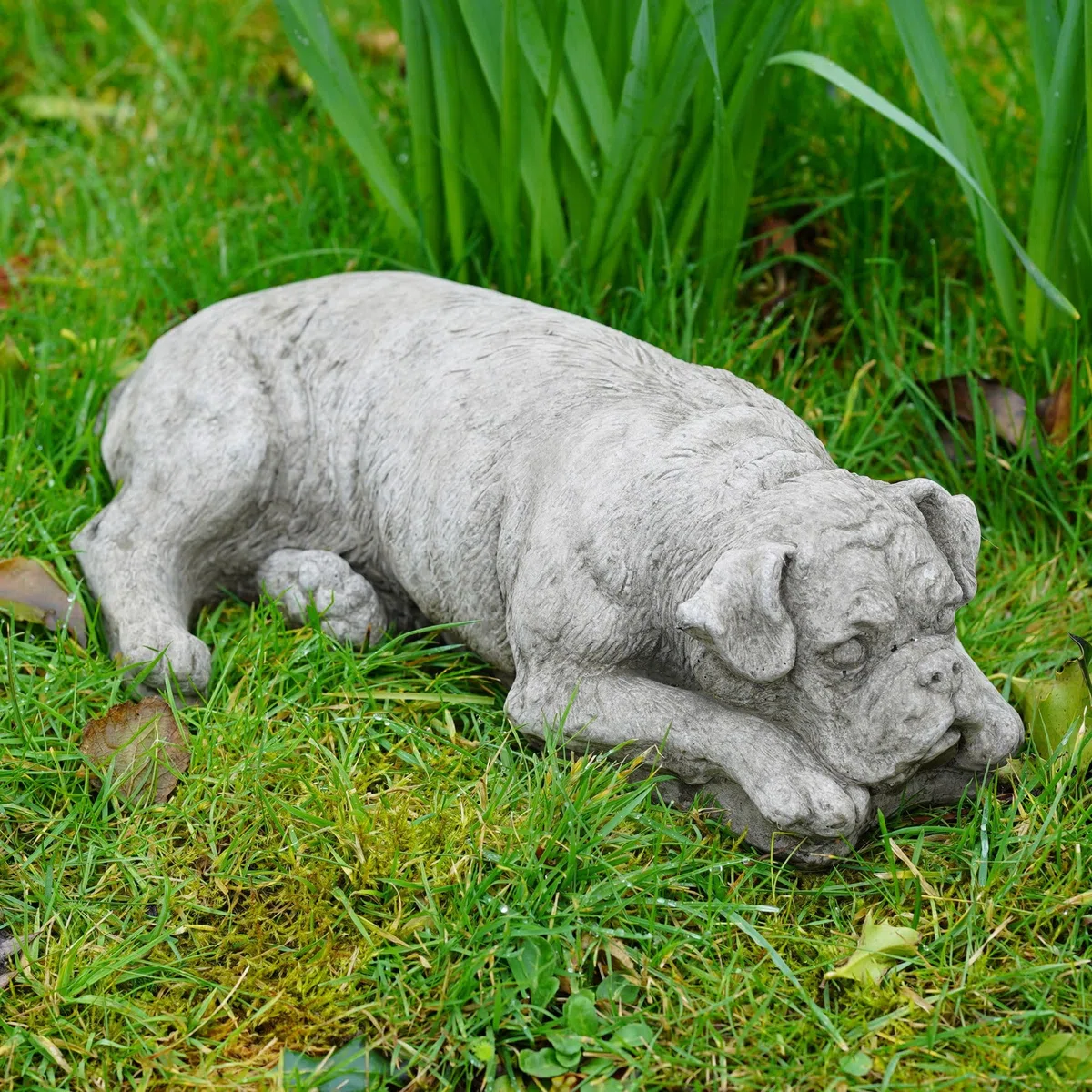 Statua di cane Boxer | Pietra ricostituita vintage animale cemento ornamento da giardino