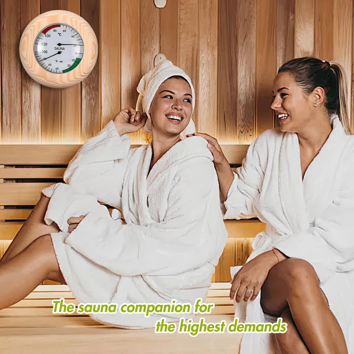 ALLOMN Termometro igrometro per sauna, 2 in 1, in legno, digitale, accurato, per sauna e bagno turco, per officina, scuola, mercato, magazzino, sala sauna