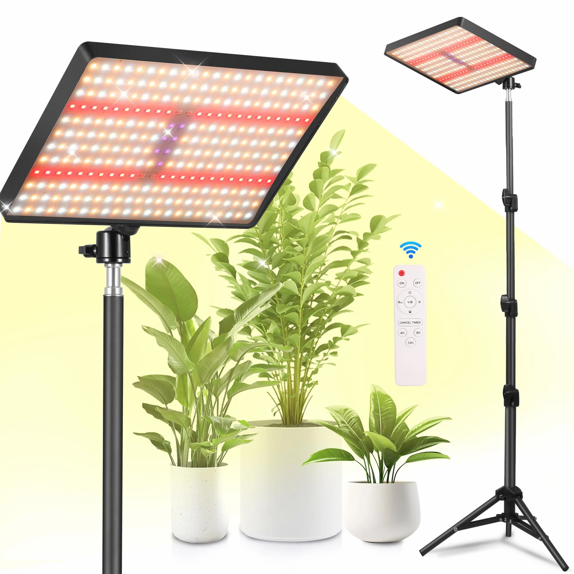 MICCYE Lampada per Piante 286 LEDs Dimmerabile Luce di Coltivazione a UV-IR Spettro Completo con Timer 4/8/12 Ore Lampada da Coltivazione con Treppiede Grow Light