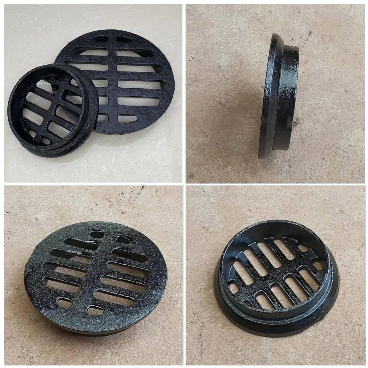 Coperture Per Tombini Da Esterno, 5-25cm Nero Griglia Canaletta Scolo Acqua Piovana Ghisa Canalette Di Drenaggio Rotonda, Robusto Durevole, Piovana Copertura Per Giardino Garage Prato(200mm)