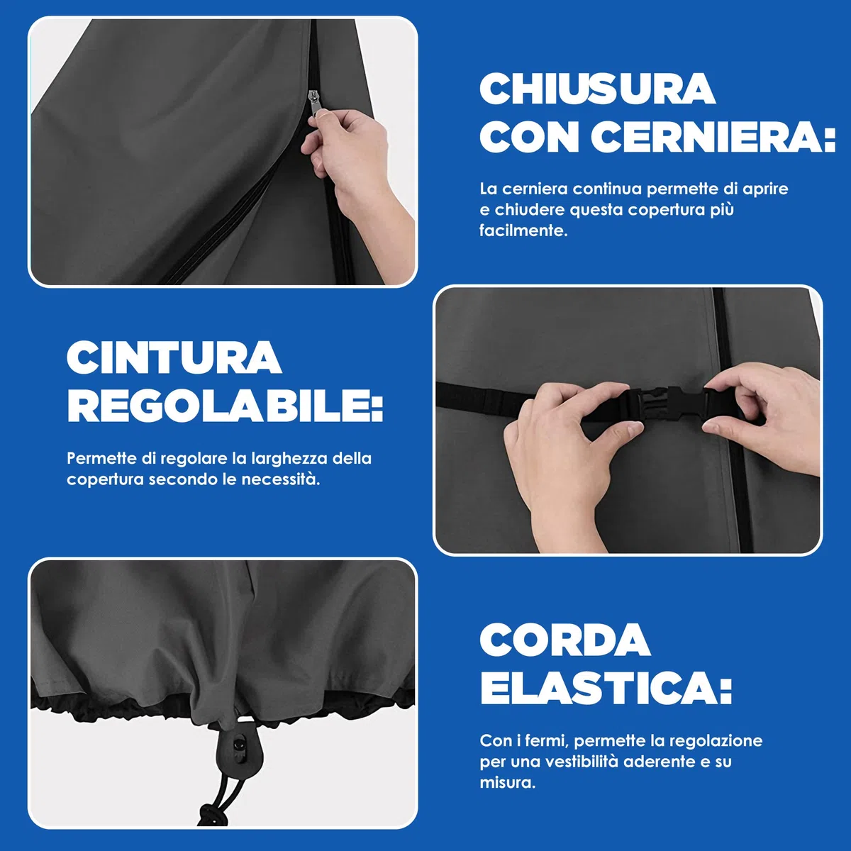 Copri per Ombrellone da Esterno – Copertura Ombrellone da Giardino Impermeabile in Tessuto 420D, Telo Copriombrellone Universale per Ombrelloni da 2m a 4m, Dimensioni Multiple: 265X40/70/50cm