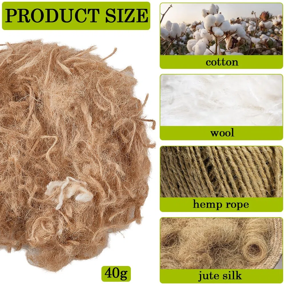 CREATCABIN 40g Materiale Nidificazione di Uccelli Materiale Lettiera in Juta Materiale Nidificazione di Canarini Materiale Nidificazione di Fringuelli e Parrocchetti Materiale Nidificazione di