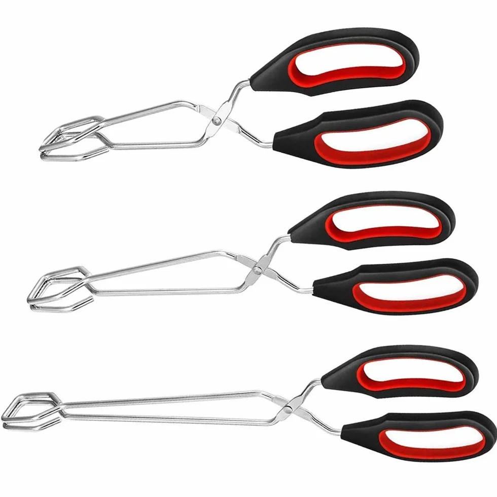 3 Pezzi Pinza da Barbecue, Pinze per Forbici da Barbecue, Pinza Multiuso Cucina, con Manici Antiscivolo e Resistenti al Calore per Girare e Afferrare Utensili Alimentari, 3 Specifiche
