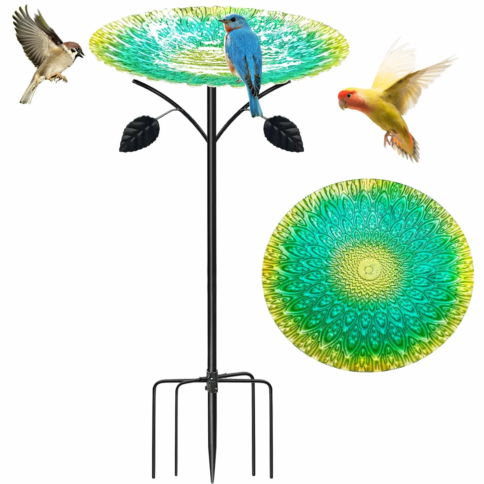 Abbeveratoio per uccelli in piedi, grande, 83 cm, in metallo, per uccelli, giardino in piedi, abbeveratoio per uccelli, giardino con base a 5 punte