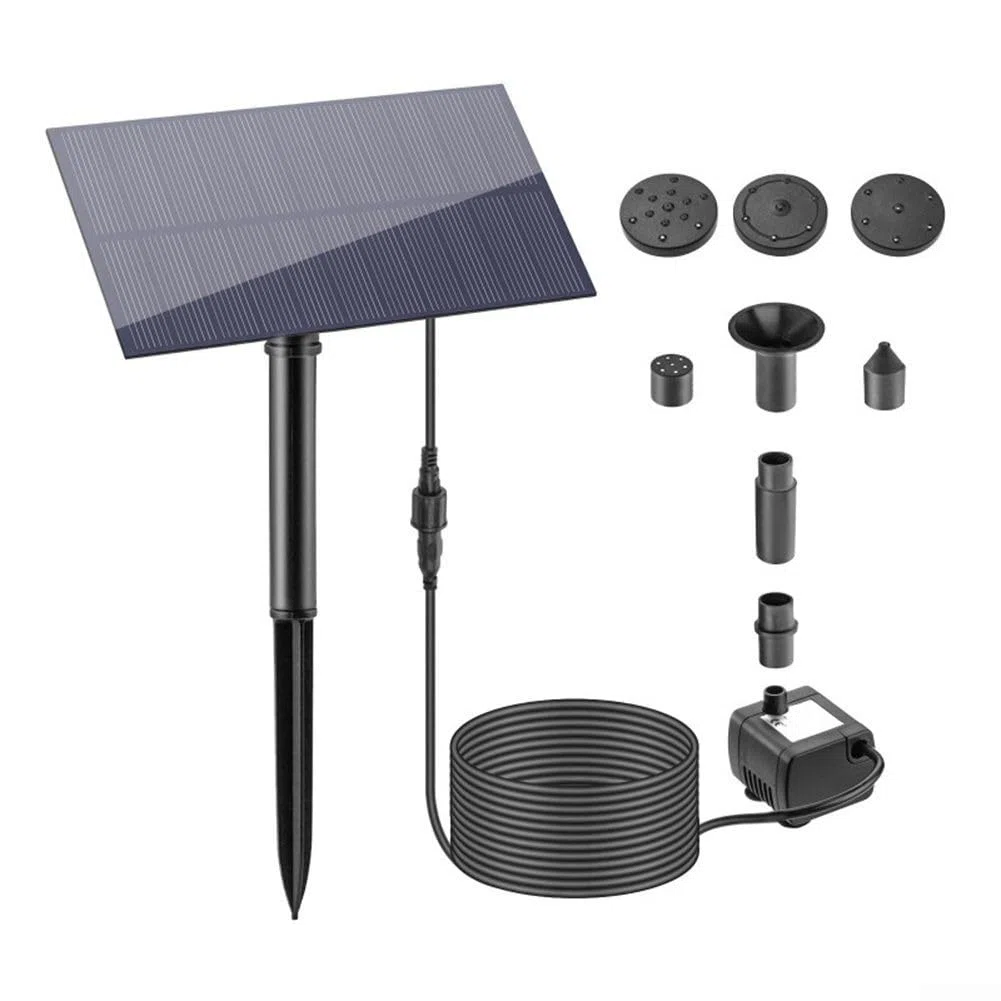 Pompa solare senza spazzole per fontana 5 W 5 V, flusso 160L/H con pannello per piccoli stagni acquari, altezza dell'acqua 50 cm, facile da installare