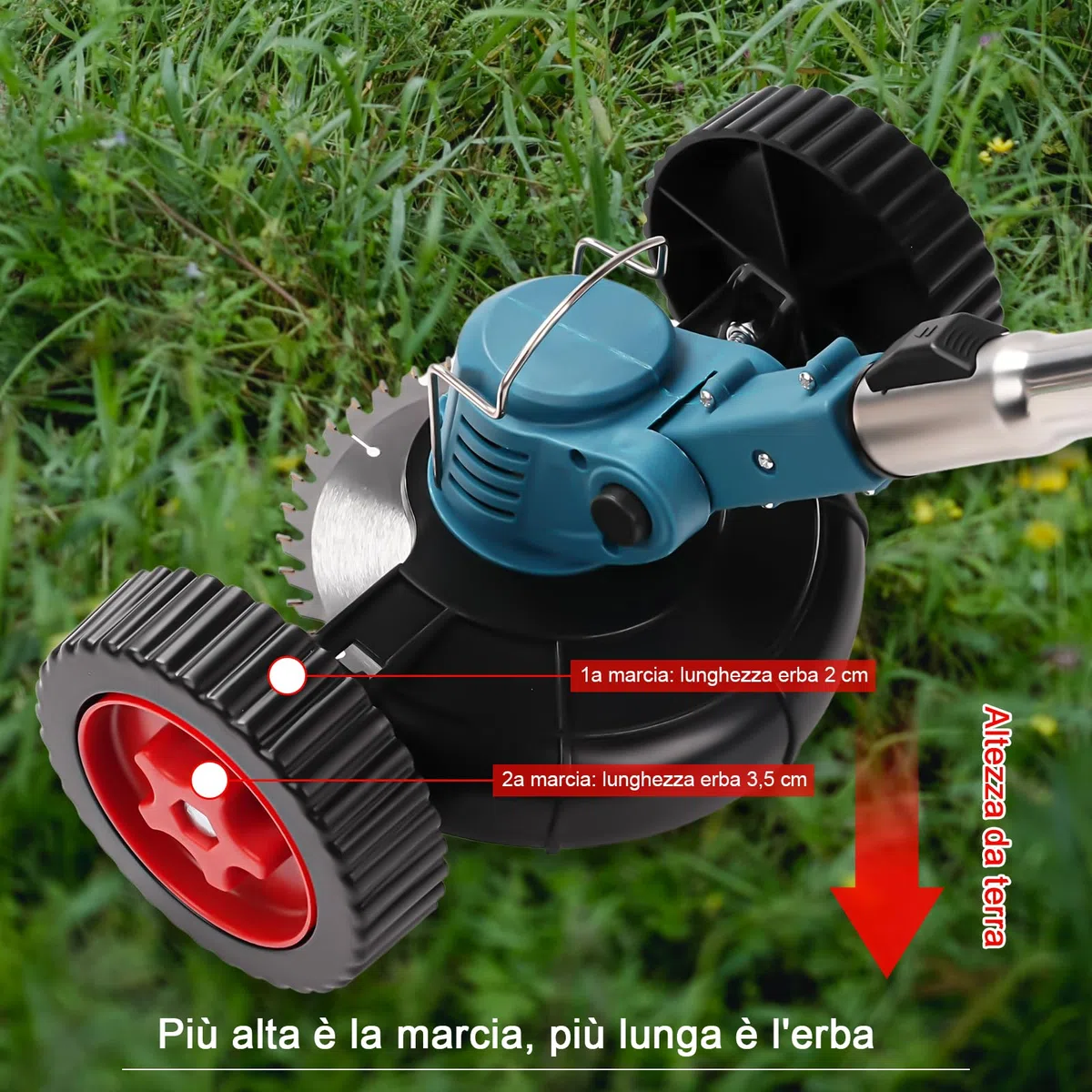 Decespugliatore elettrico con 2 batterie, 3 Tipi lame compatibile con batterie da 21 V, motore brushless, tosaerba manuale, per tosaerba e bordi Prati E Terreni
