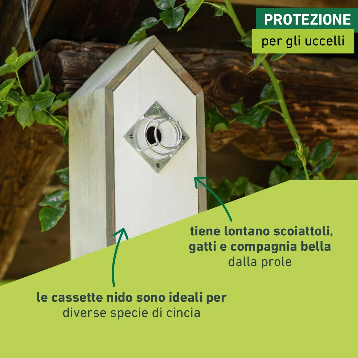 Windhager 07471 - Nido di protezione per nidificazione, protezione sicura dei fori di volo, protezione per picchi, accessori per nidificazione, 7 x 7 x 4 cm, argento