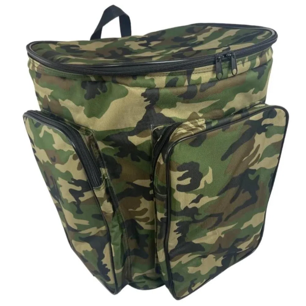 acquaverde | Zaino Portafunghi per Raccolta Funghi Professionale, Verde Mimetico, Imbottito Anti-urto con 3 Tasche, Cesta in Vimini - cm. 41x35x43