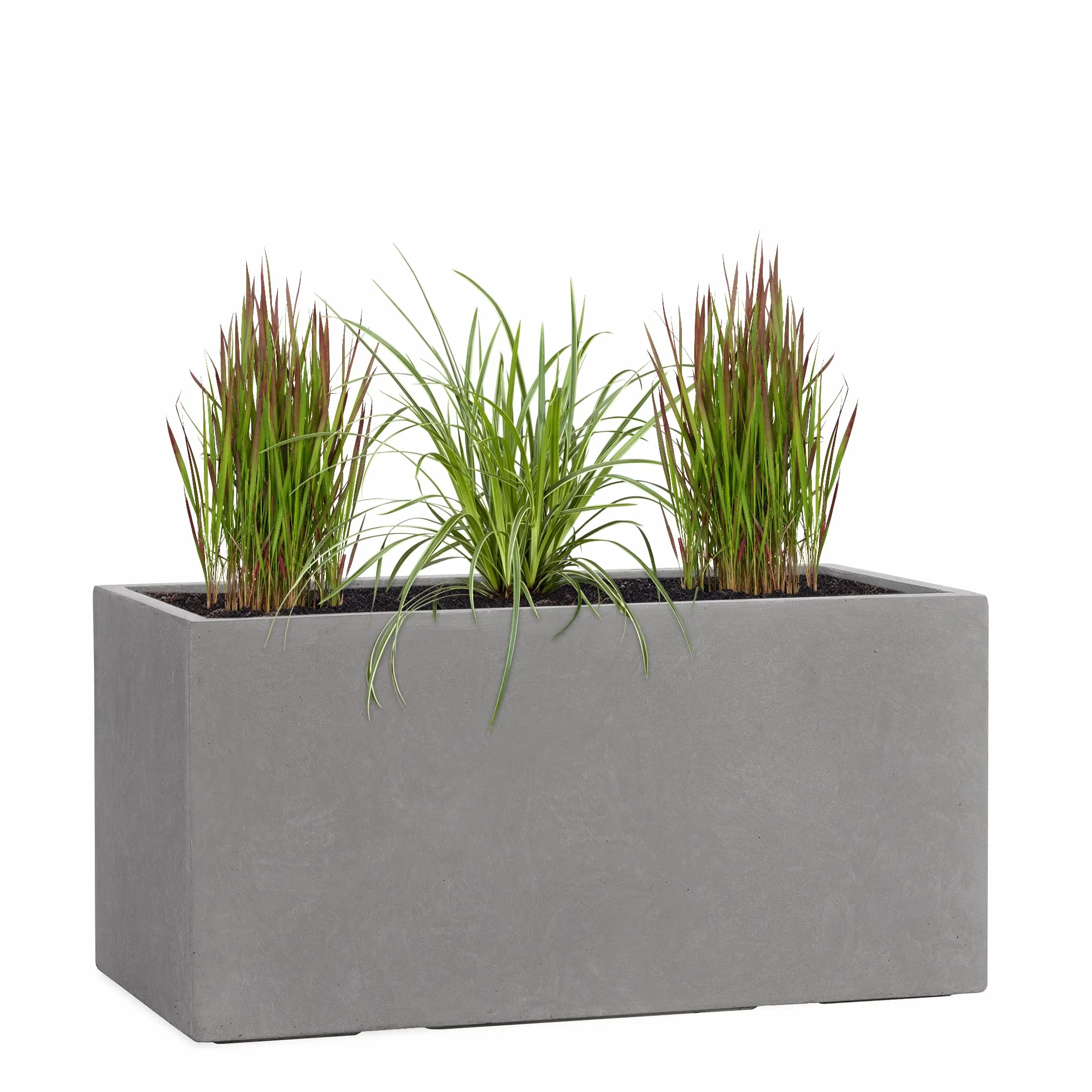 Pflanzwerk® Fioriera Vaso di Fiori Vetroresina TUB Grigio 30x60x30cm *Fioriera Resistente al Gelo* *Protezione UV* * Beni di qualità*
