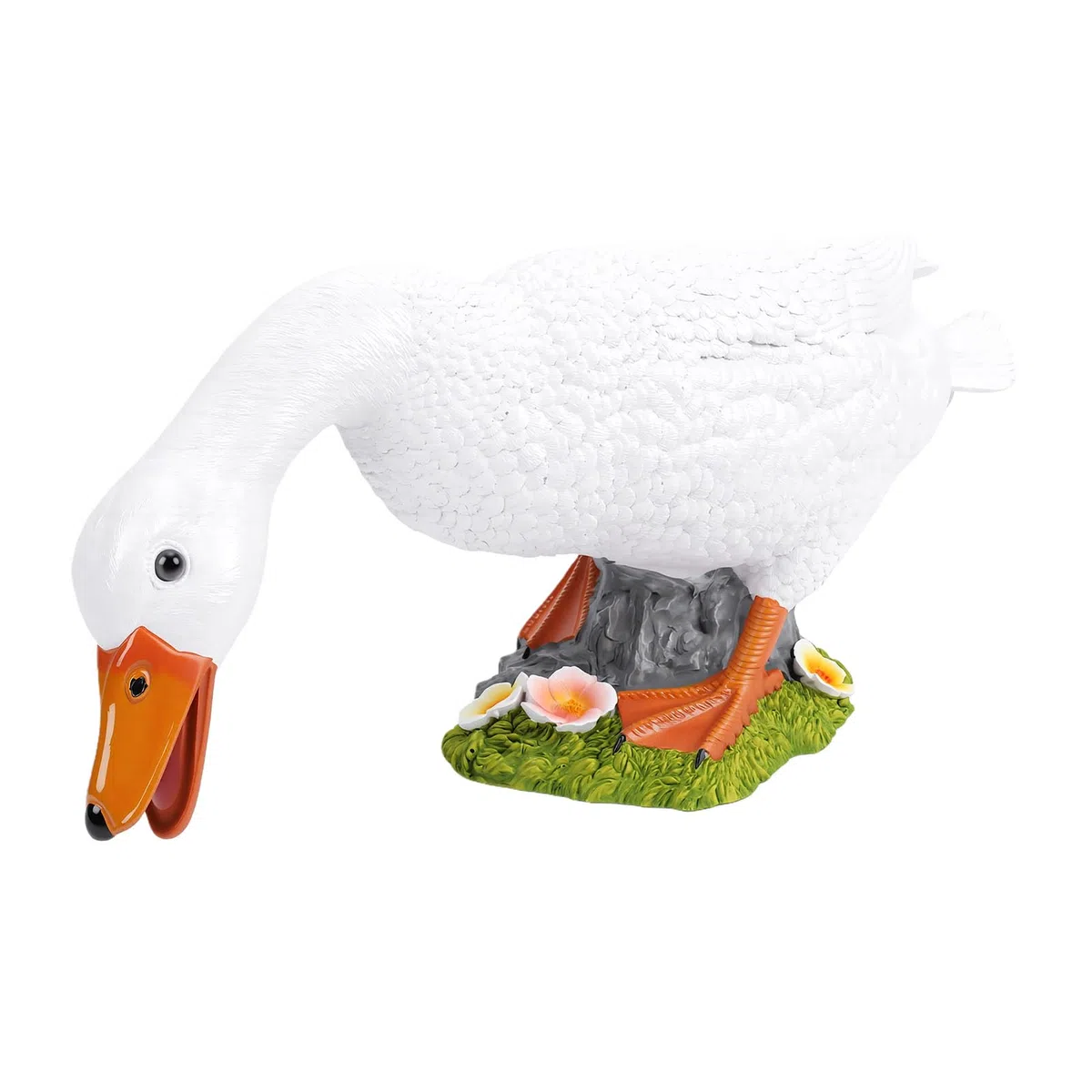 SIXRUN Statua di Anatra Scultura in Resina Dipinta a Mano di Anatra 20,67 X 7,09 X 8,66 Pollici Design Realistico di Foraggiamento Decorazione Esterna Resistente Agli Agenti Atmosferici per Giardino,