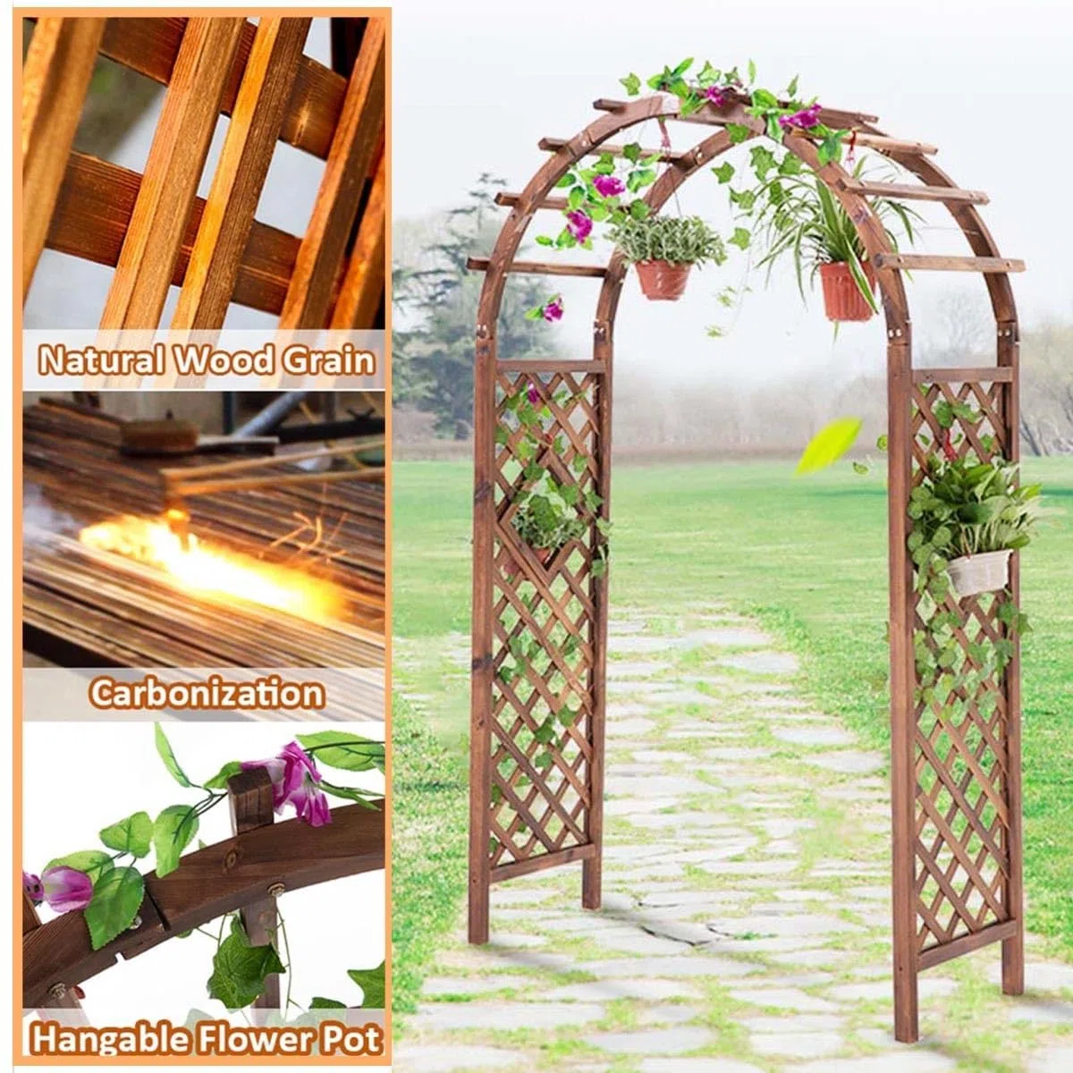 Traliccio da giardino in legno, robusto supporto per rampicanti e fiori, decorazione per esterni per cortili, cortili e giardini vetable, per gli appassionati di piante