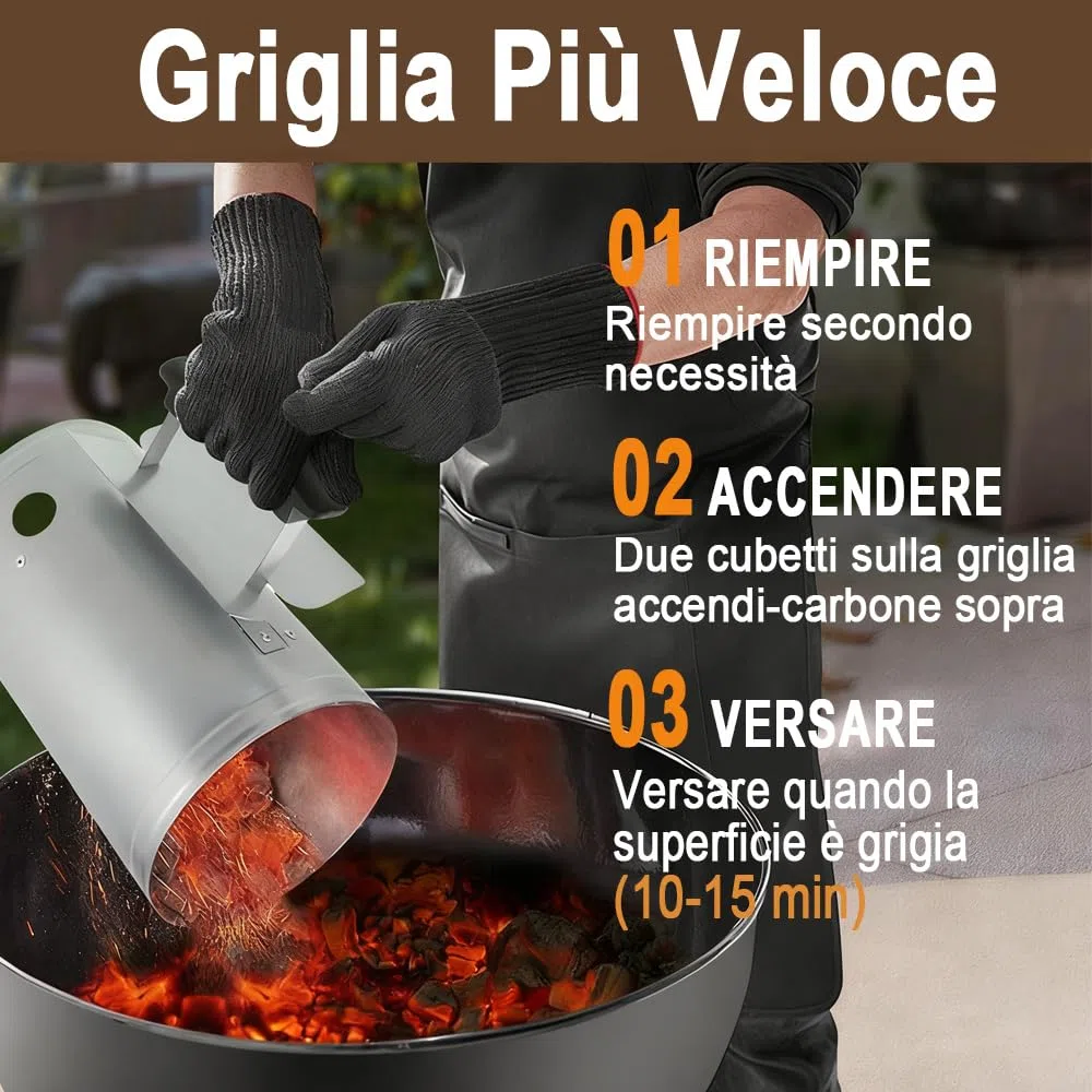 BEAU JARDIN Camino Starter 28 x 18 cm Barbecue a Carbone Accendino per Barbecue Grill di avviamento Camino in CaminoArgento Camino di accensione