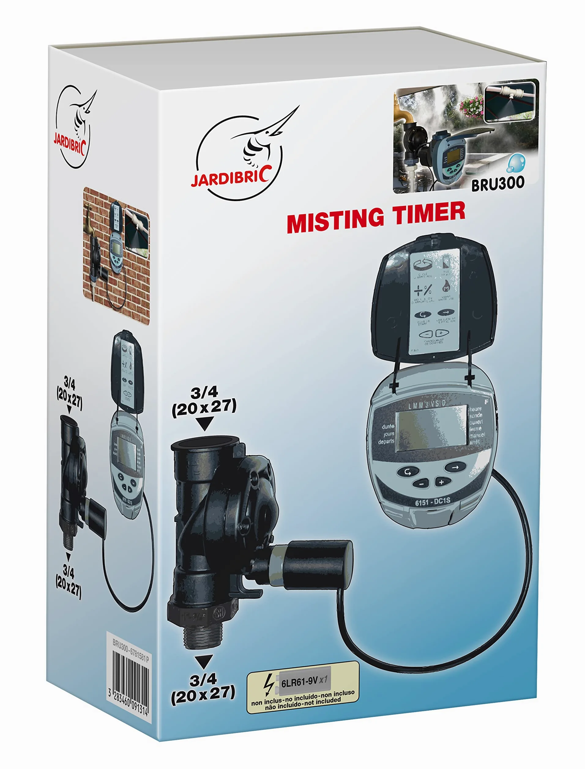 Jardibric - Programmatore a 1 via con elettrovalvola FF 20x27 - Timer digitale per nebulizzazione, regolazione precisa e automatica del sistema di irrigazione.