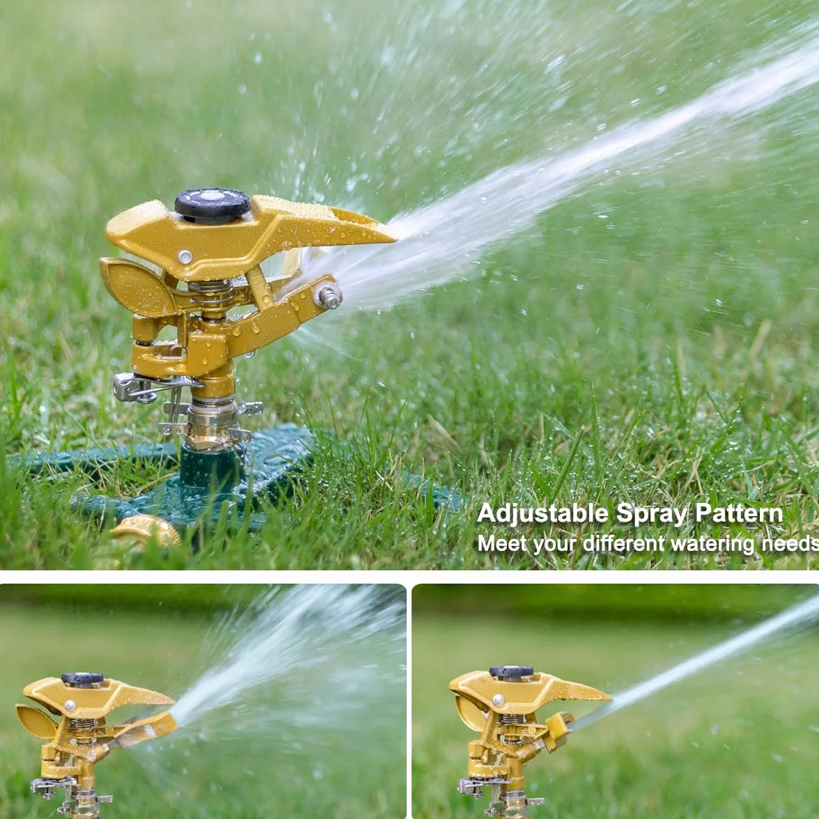 FANHAO Irrigatore a Pulsazione per Impieghi Gravosi, Irrigatore con Base in Metallo per Irrigare Aree fino a 540 m², Copertura di un'ampia Area a 360 Gradi, Metallo Solido