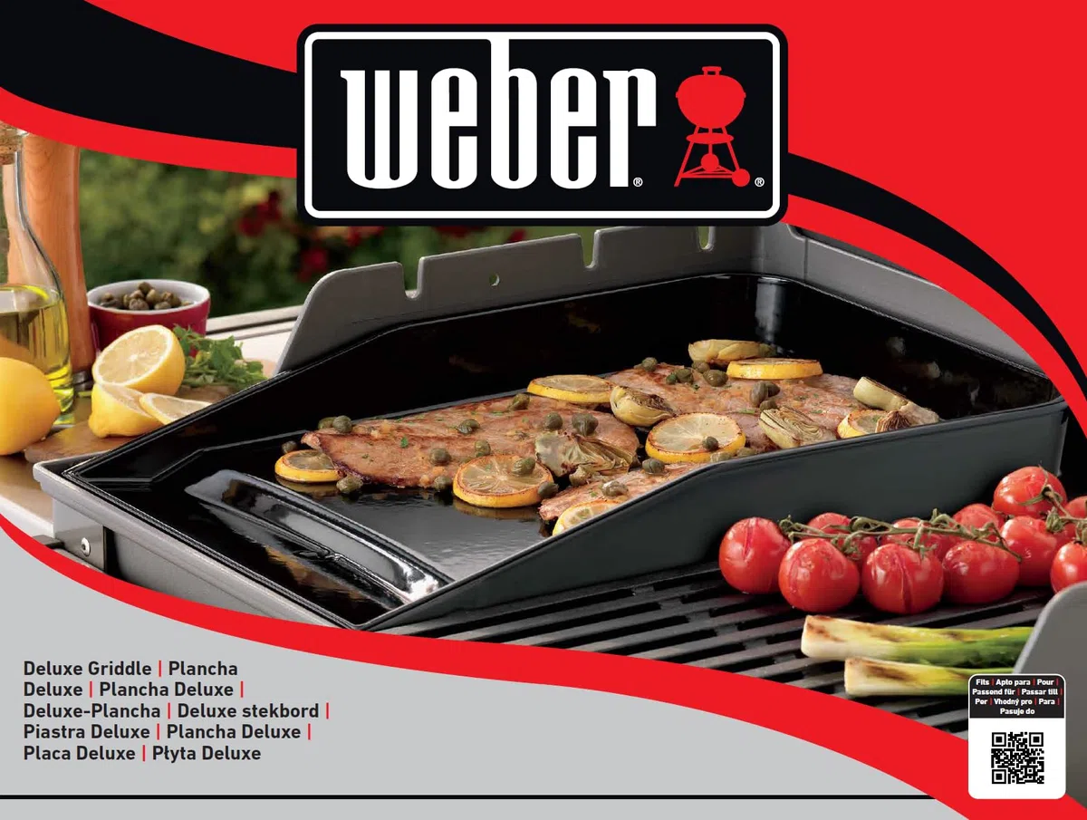 Weber plancha Deluxe per Spirit Serie 300 e SmokeFire Ex/EPX / EX6 / EPX6 / Ampia Superficie in ghisa per distribuzione Uniforme del Calore – Nero (7579)