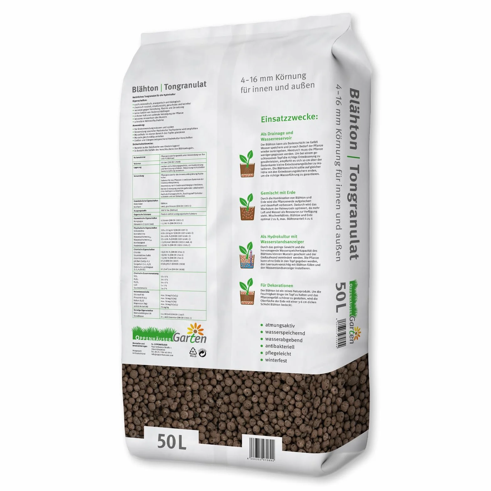 Argilla espansa 50L: Granulato di Argilla 4–16 mm per Giardino, drenaggio e Coltura idroponica in vasi da Fiori, Piante da Interno, per Uso Interno ed Esterno