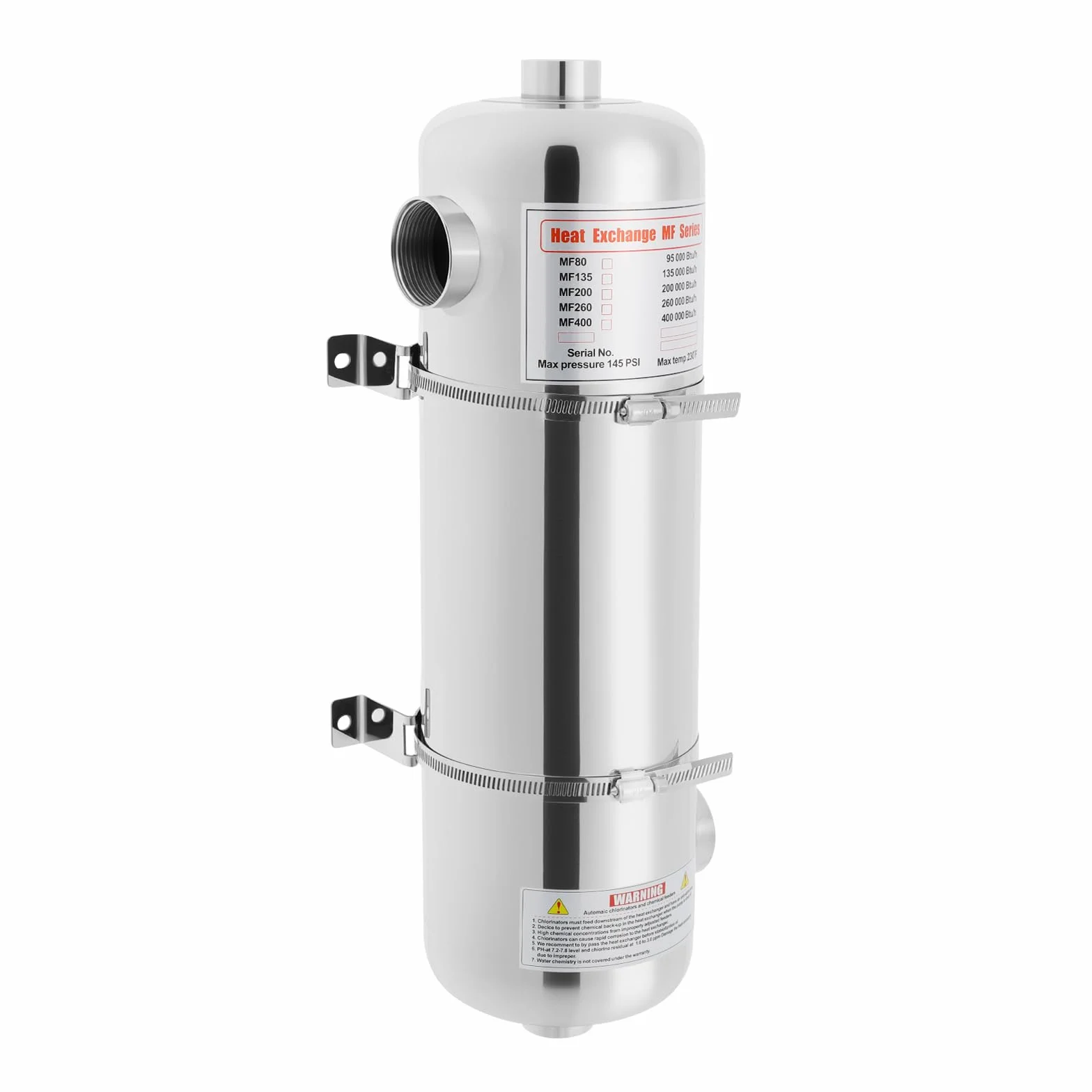 Scambiatore di calore per piscina, in acciaio inox, 60 kW, 250 l/min | Ideale per piscine e spa esterni; resiste all'acqua e alla corrosione per un uso prolungato senza problemi