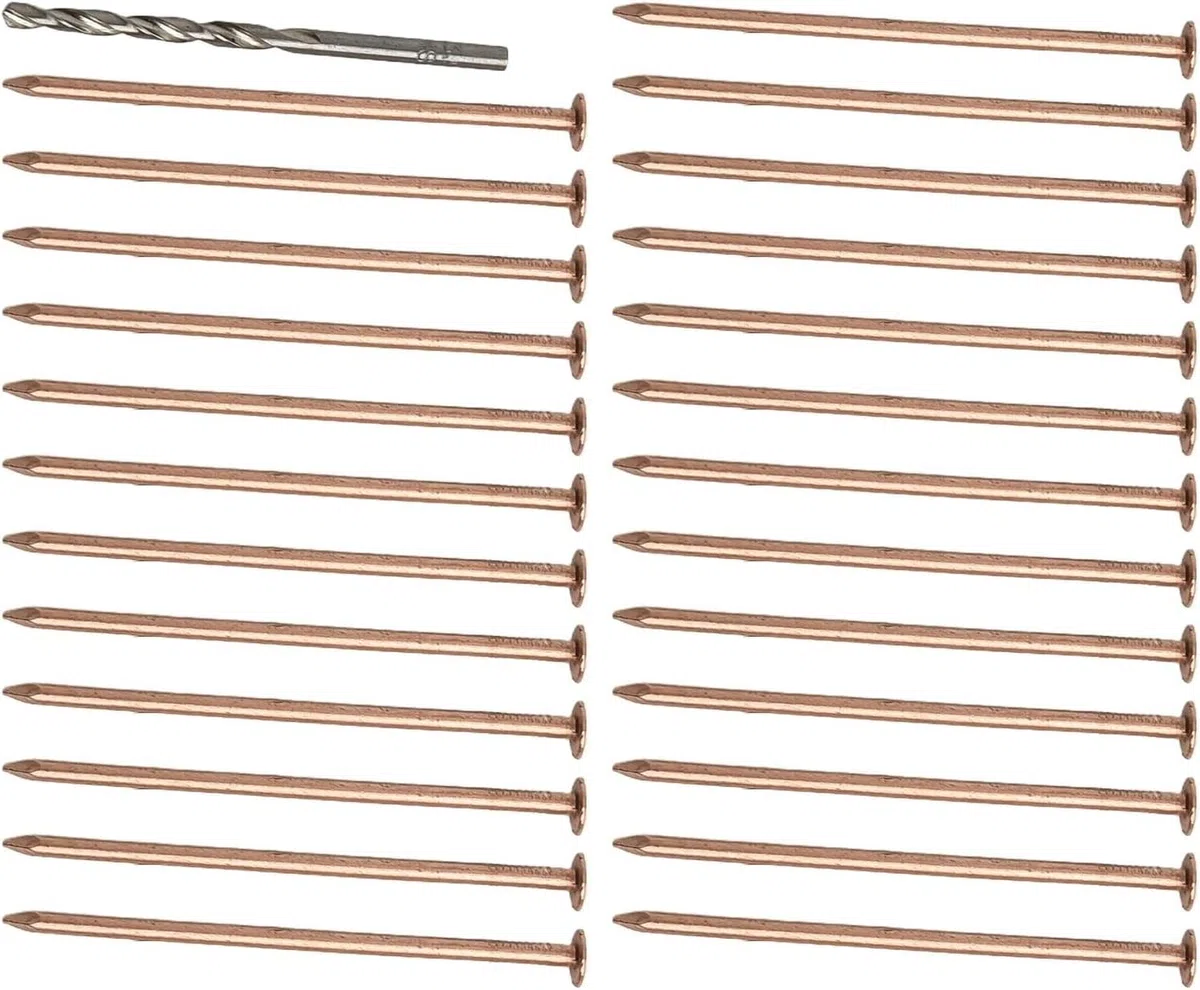 Chiodi in rame da 10,2 cm con punta da trapano, set di punte per la rimozione delle radici del ceppo, chiodi in rame per la rimozione di ceppi e radici (25 pezzi)