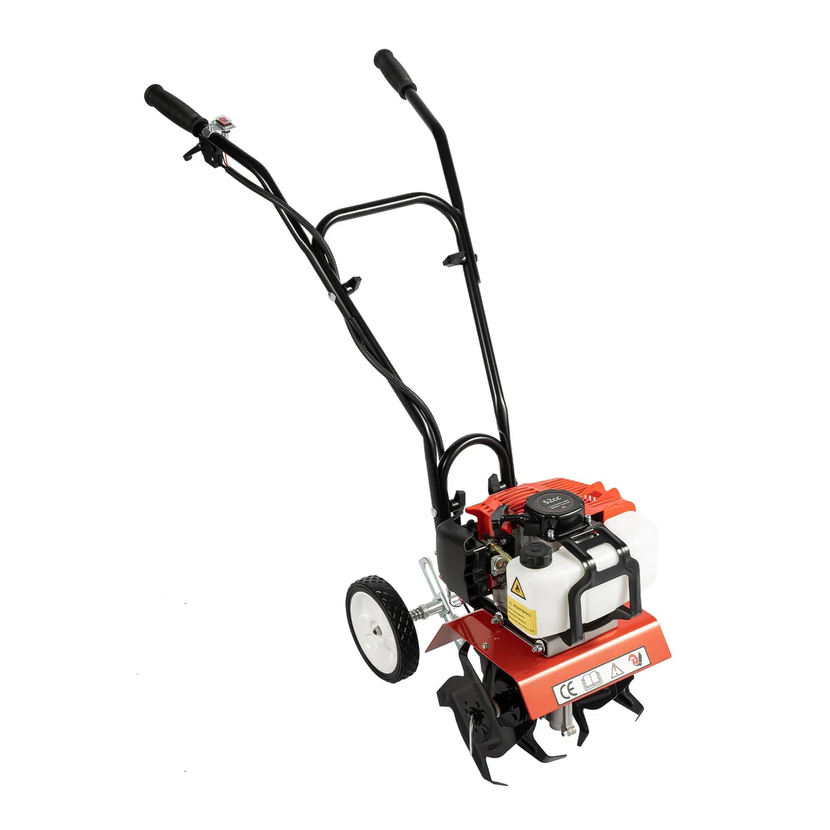 Fresa da giardino a benzina, 52 cc, 1900 W, a 2 tempi, larghezza di lavoro: 300 mm, zappa a benzina con 4 trottole, 4 coltelli in acciaio al manganese per prato, aiuole, orto, fai da te