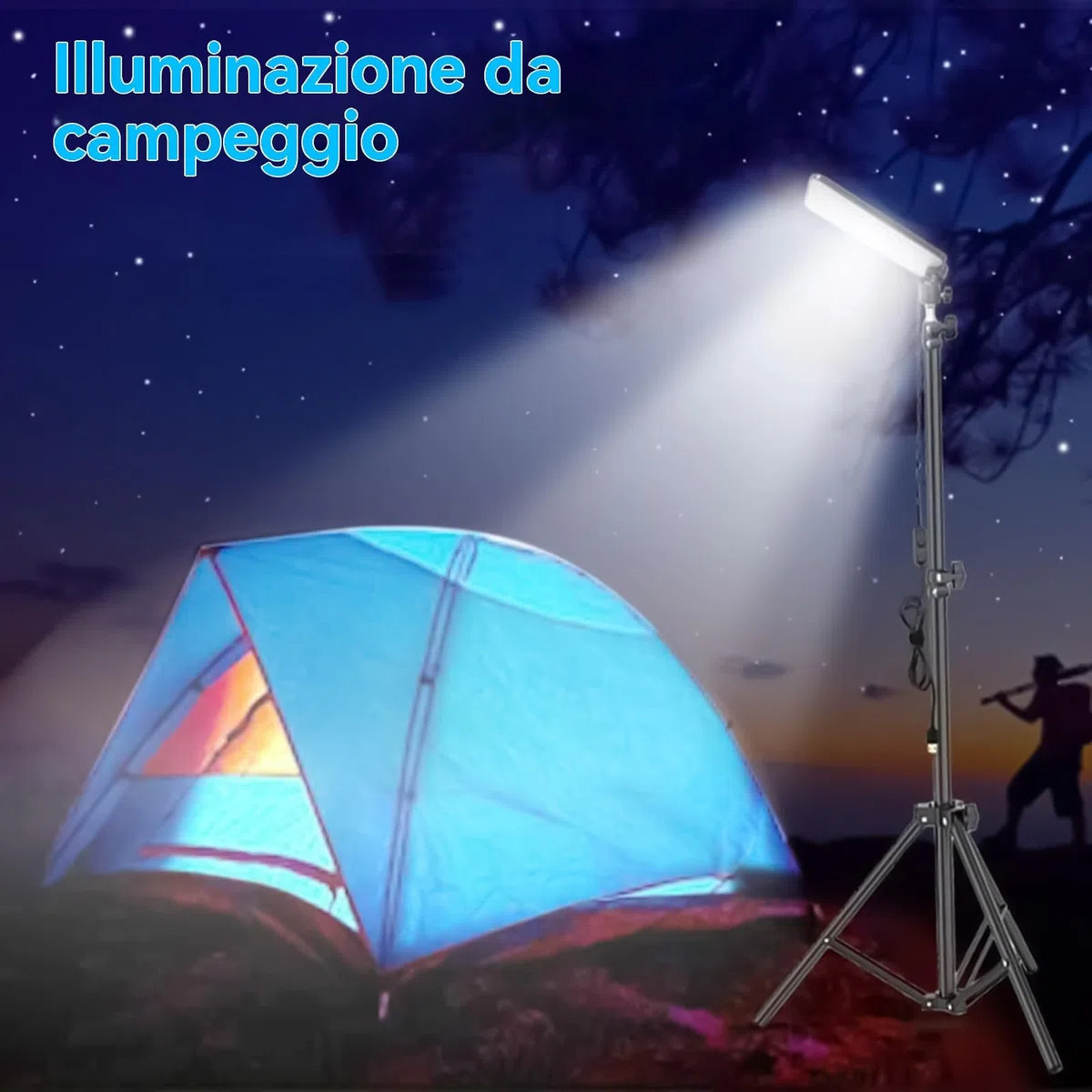 Luce Da Campo LED | Lampada Barbecue Con Treppiede Telescopico - Lampada Lavoro Luminosità Elevata Per Garage Spiaggia Patio Interni