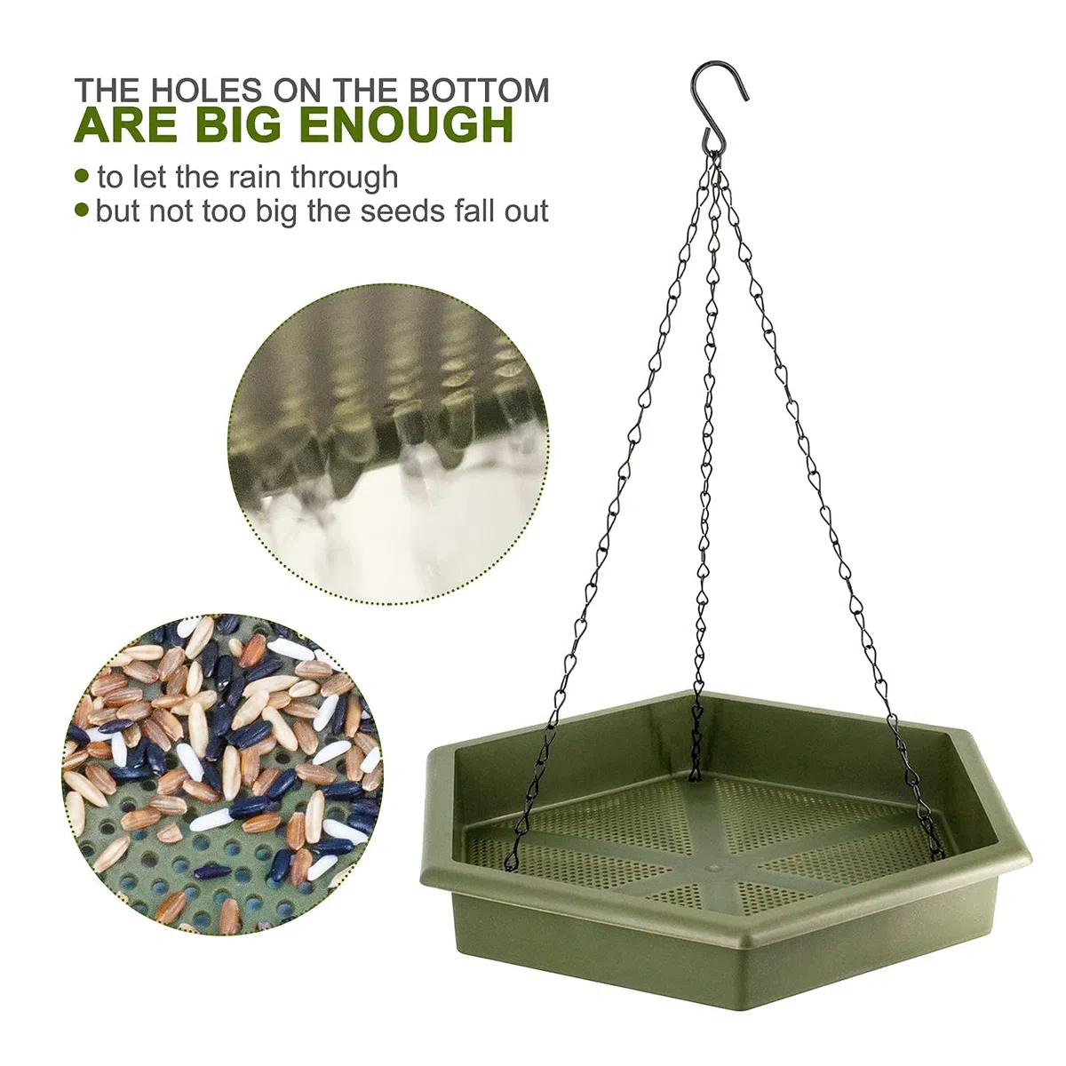 Mangiatoia per Uccelli, 2 in 1 XL Mangiatoia per Uccellini da Esterno & Abbeveratorio per Uccelli (Verde militare)