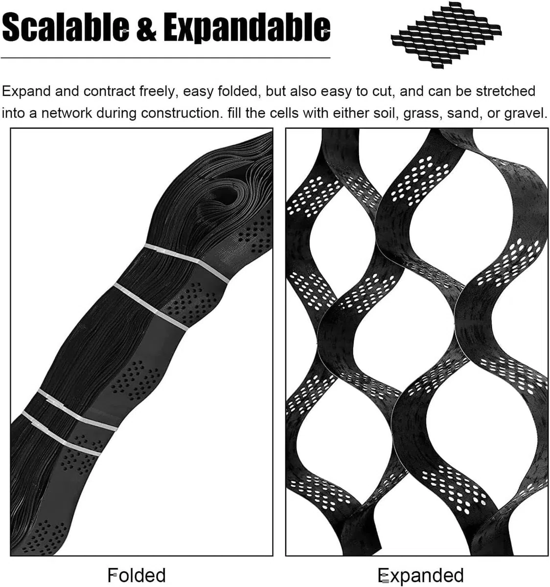 Stabilizzatore per ghiaia – Sistema di pavimentazione permeabile di profondità 5,1 cm, per patio fai da te, vialetti, parcheggi ed erba, perfetto per veicoli leggeri e basi per capannoni