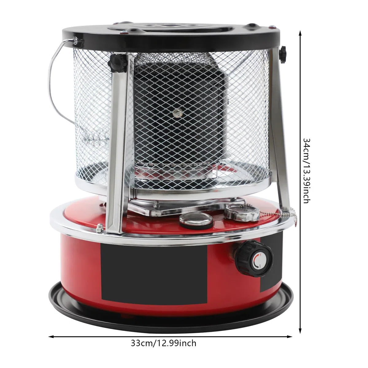 Riscaldatore a petrolio 8000 BTU, riscaldatore portatile per esterni, campeggio, garage, pesca e giardino, durata fino a 18 ore, regolabile in altezza, senza corrente (serbatoio da 5,2 l, rosso)