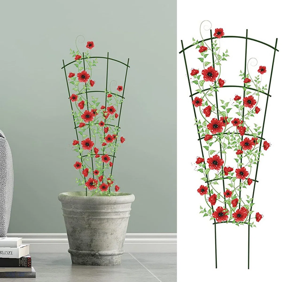 Supporto per rampicanti da giardino, traliccio per piante rampicanti per balcone giardino terrazza, supporto stabile per vaso, supporto per piante da giardino, griglia per piante per peonie, ortensie