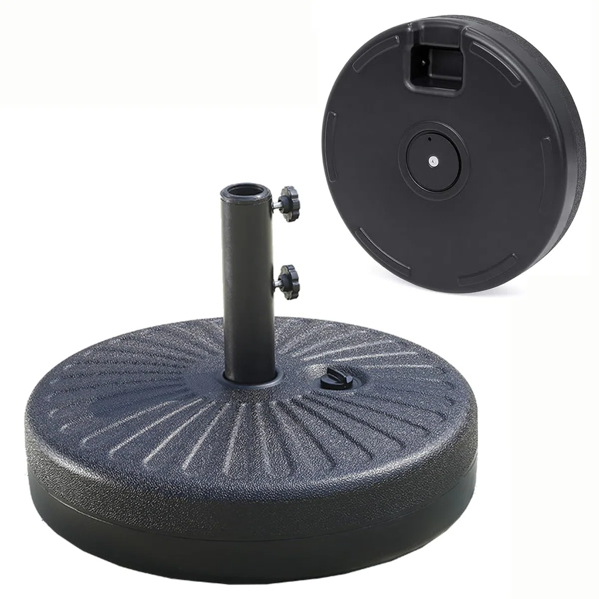 Supporto Base Rotonda, Base For Ombrellone Riempibile, Supporto Esterno | Manopola di regolazione, supporto durevole, for terrazza sul prato e ombrelloni a bordo piscina(Dual knobs)