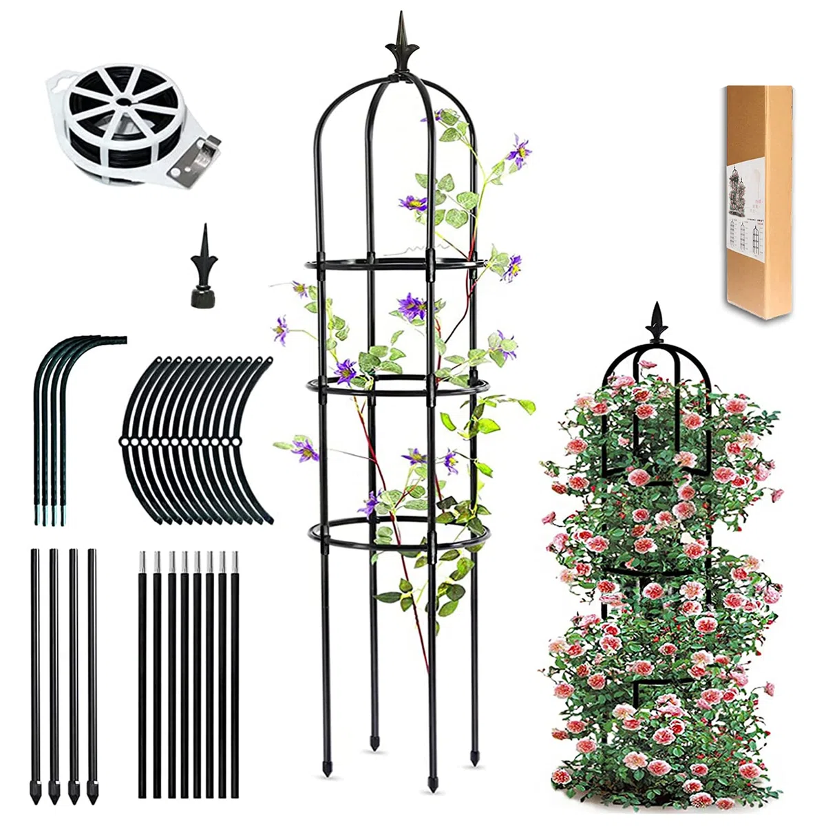Obelisco da Giardino,Garden Supporto Piante Rampicanti,Stabile Struttura per Arrampicata,Adatta a Tutti i Tipi di Piante rampicanti,Guardiano delle Piante,per Piante da Vaso(148cm)