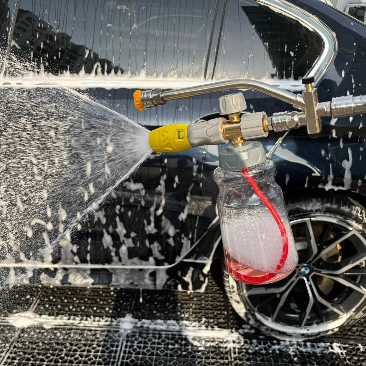Schiuma per Tubo Doppio Ugello Regolabile Schiuma per Lavaggio Auto | Attrezzo per Pulire Strade Private, Terrazze, Giardini Esterni e Interni