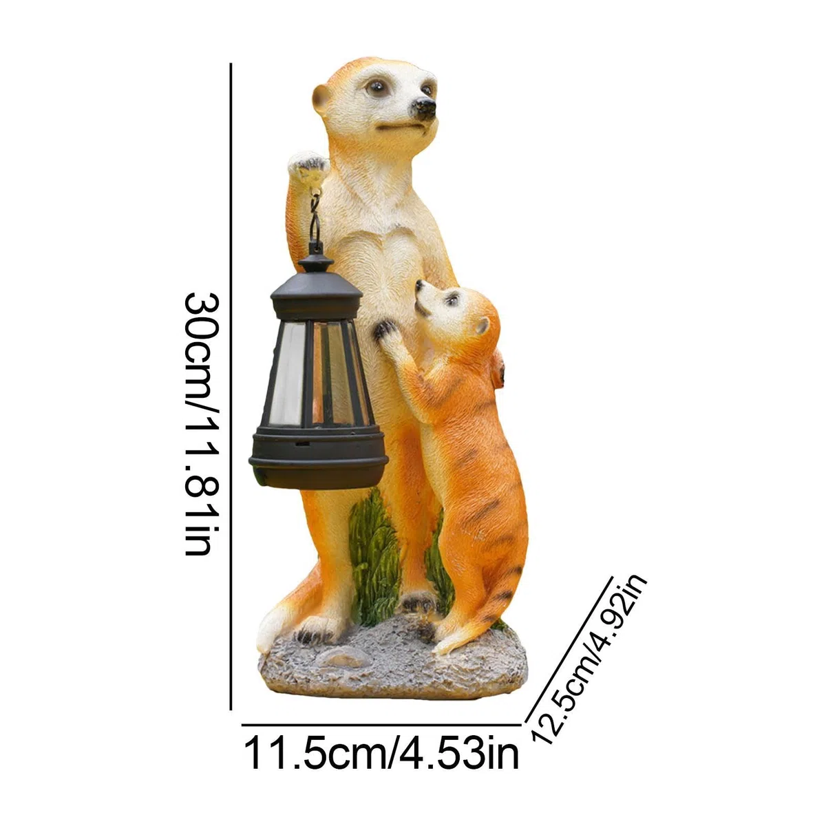Suricato Decor Figurina Collezionabile Animale | Scultura d'Arte di Mamma Suricato e Piccoli con Luce Solare Decorazione da Giardino per Patio, Prato, Cortile, Balcone,