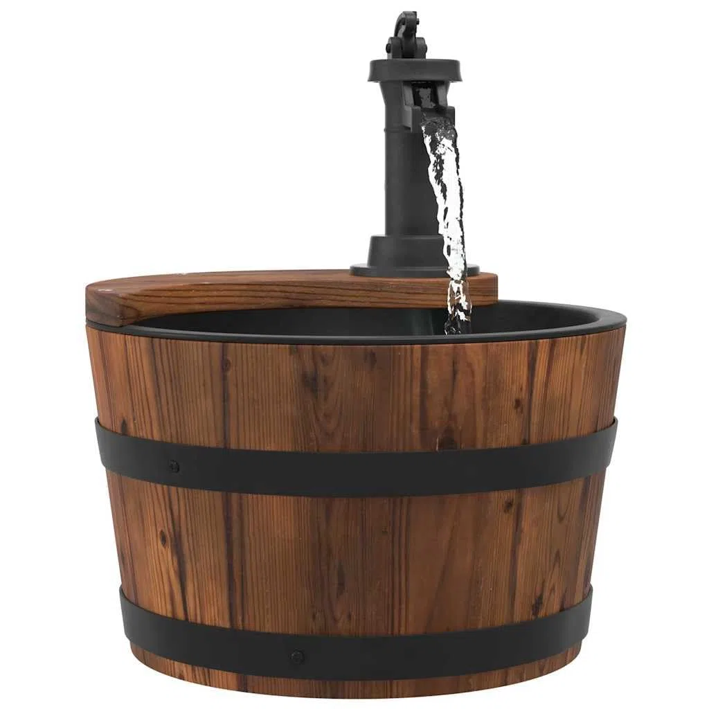 Fontana da giardino con pompa, in legno di abete massiccio, 28 x 28 x 34,5 cm, rivestimento in polipropilene, gioco d'acqua per terrazza, giardino e balcone, cascata decorativa per relax e