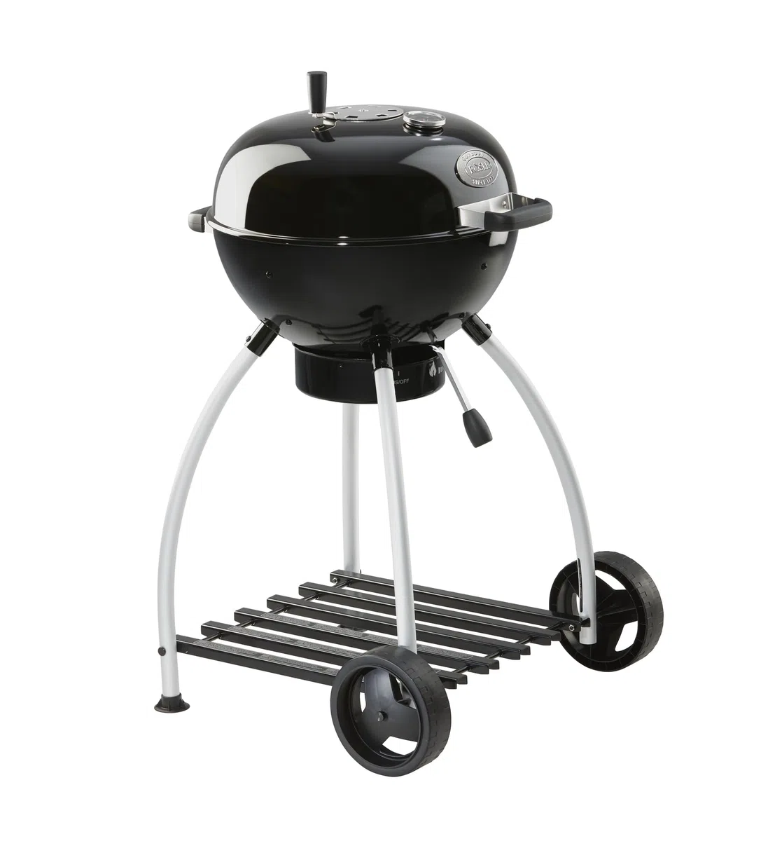 RÖSLE parrilla de carbón No.1 Sport F50, parrilla de carbón con suministro de aire ajustable, bisagra de tapa, termómetro de tapa, repisa estable, de asado y zona de asado extra grandes
