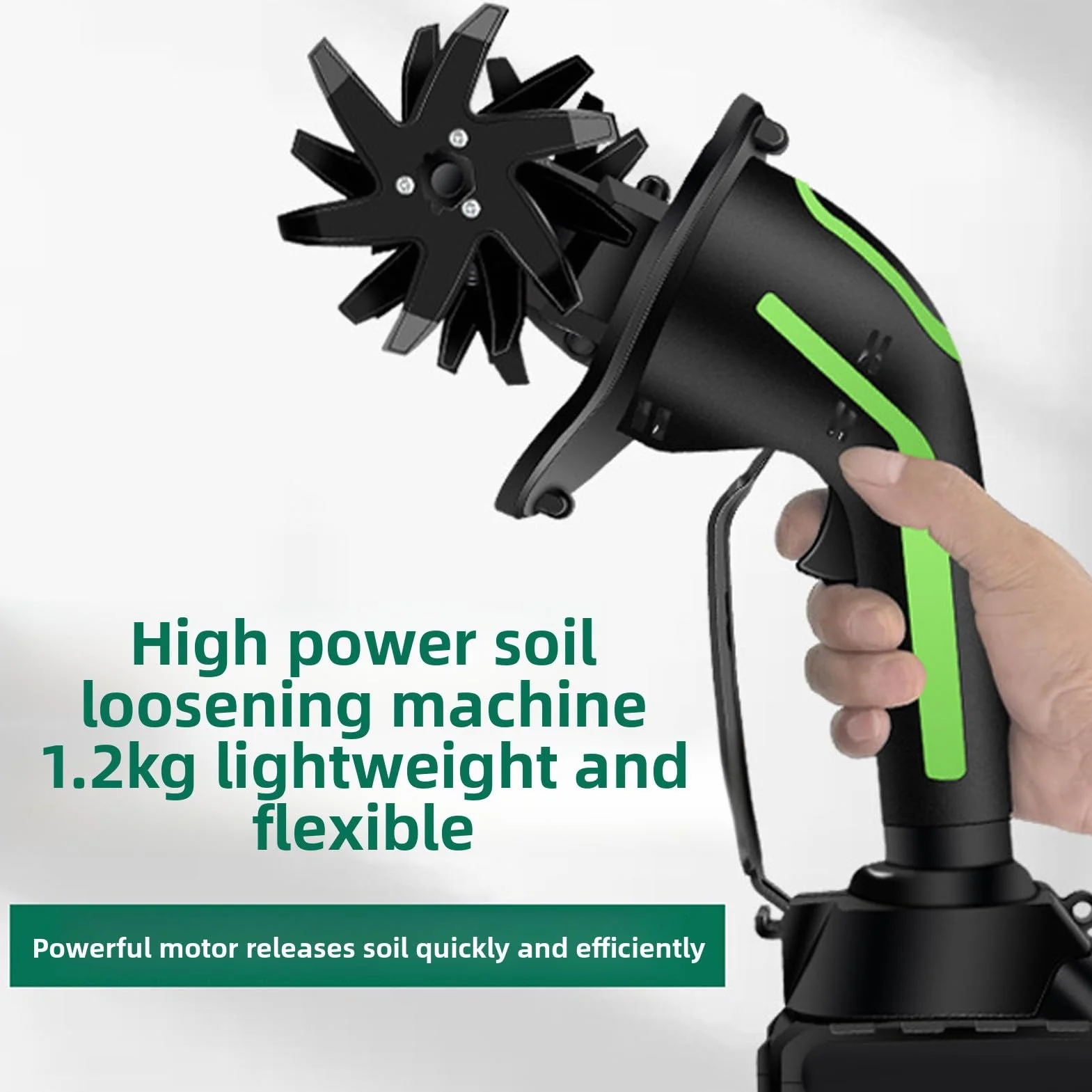 Fockety Motocoltivatore a batteria, motocoltivatore elettrico da giardino a 235 giri/min con larghezza di fresatura di 4 pollici e profondità di 4 pollici per giardinaggio, prato
